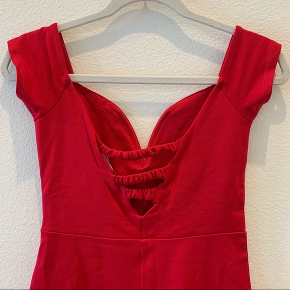 Red Off-the-Shoulder Dress - Picture 5 of 8